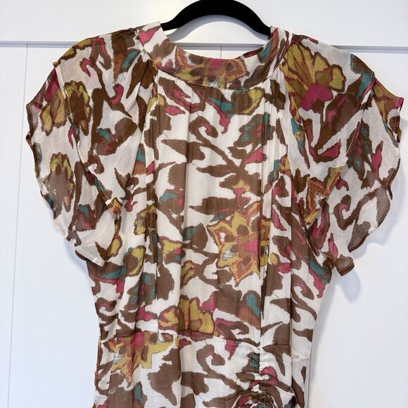 Cleobella Cecilia Ankle Dress Shea M Floral Chiffon Boho Maxi Slit Wedding Guest - Picture 13 of 16